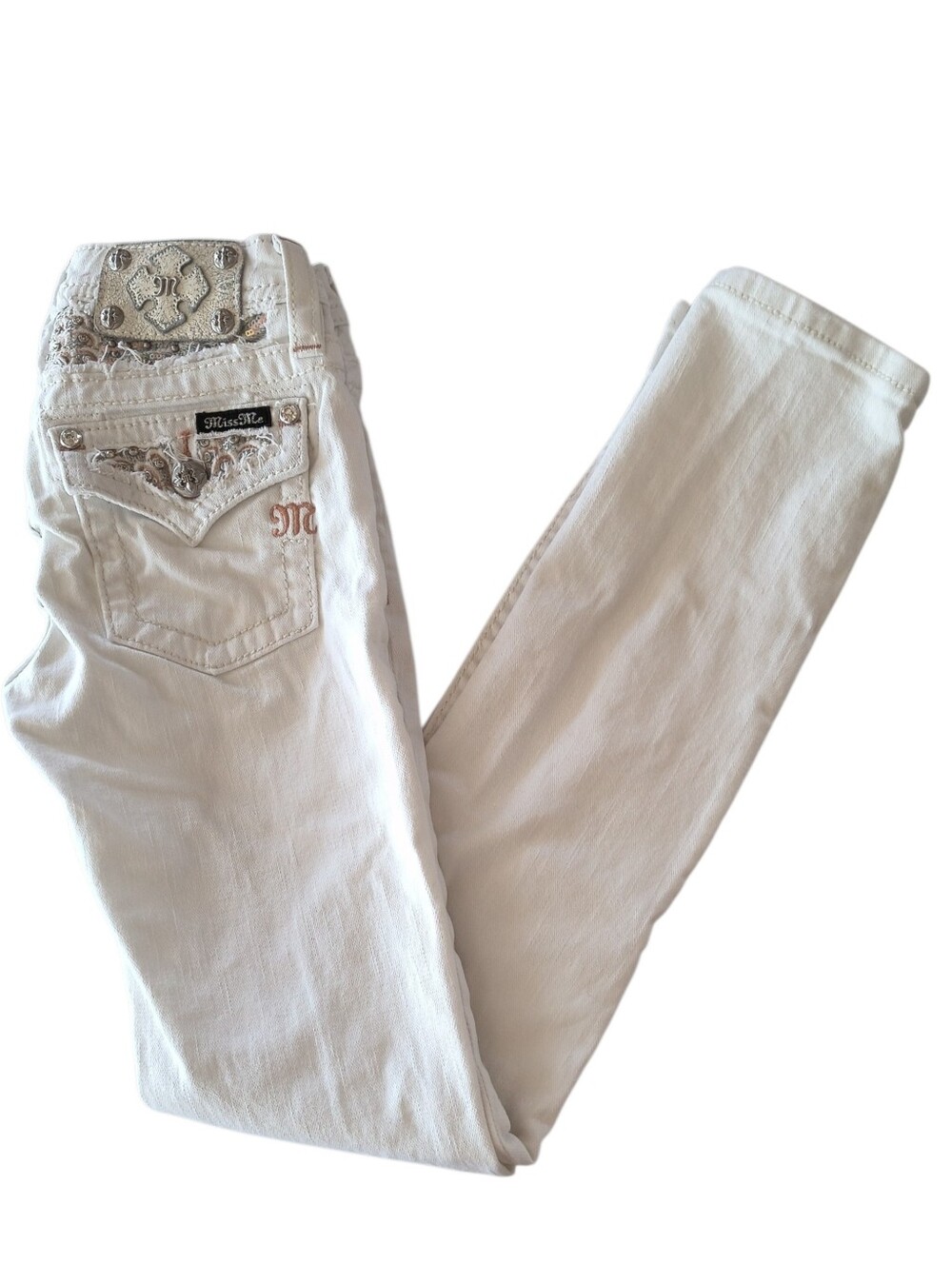 Miss Me Girls White Embellished Skinny Jeans Size 12